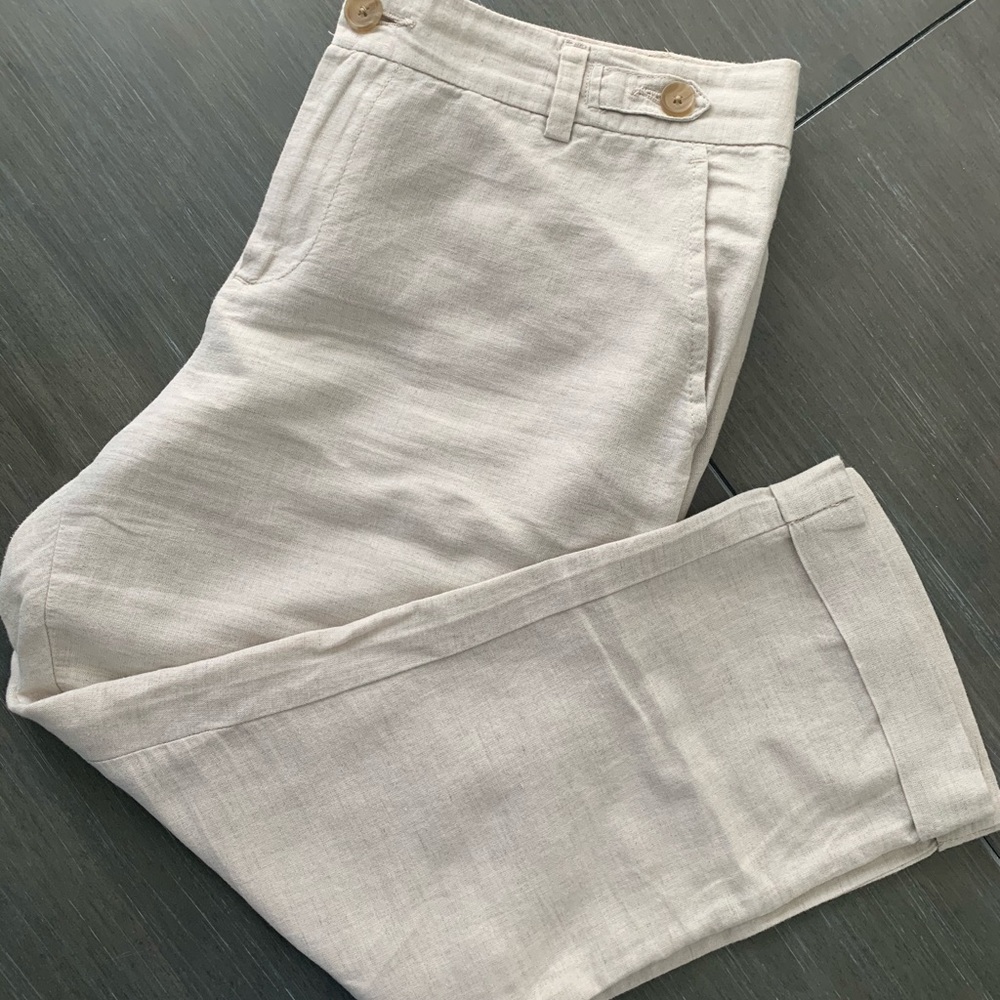 Linen Crop Pants Banana Republic/natural/size 12 W